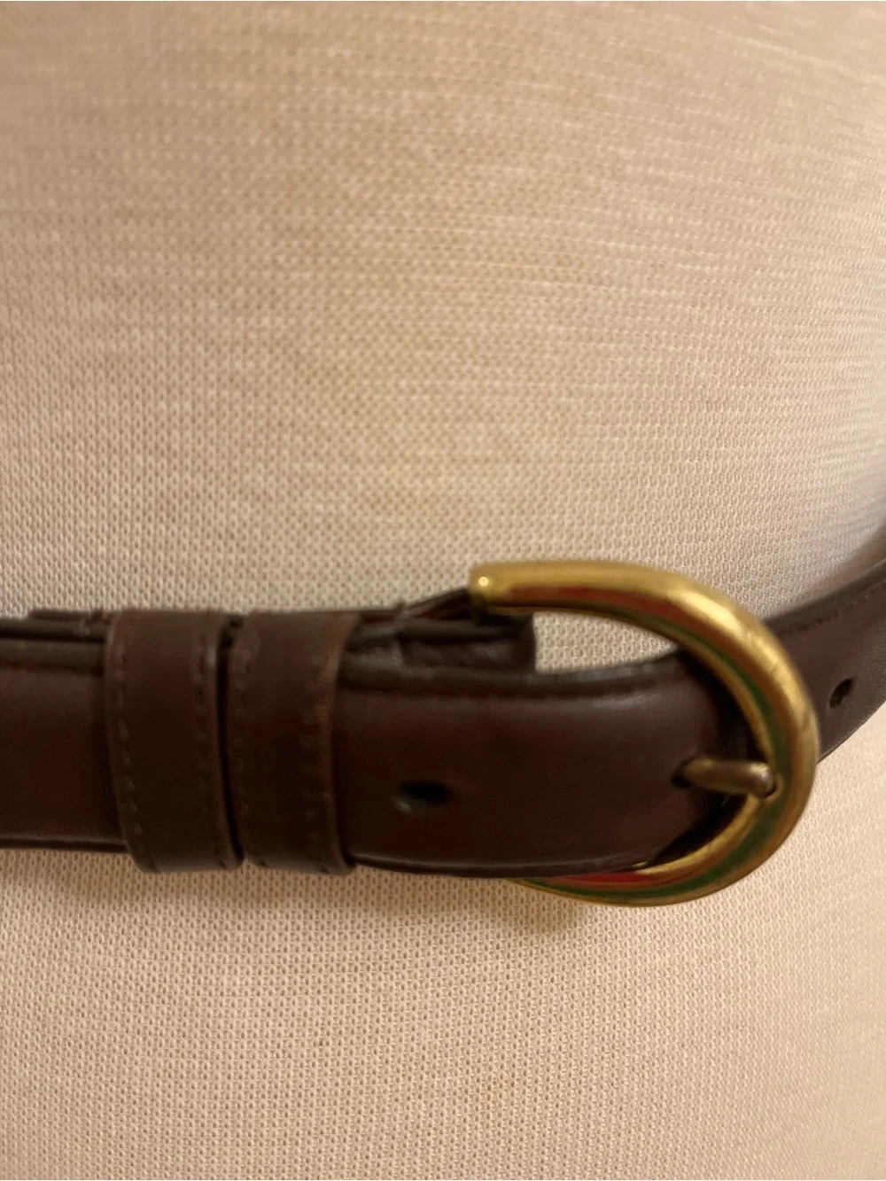 Vintage Coach Chocolate Brown Leather Belt with Brass Buckle — Size Small